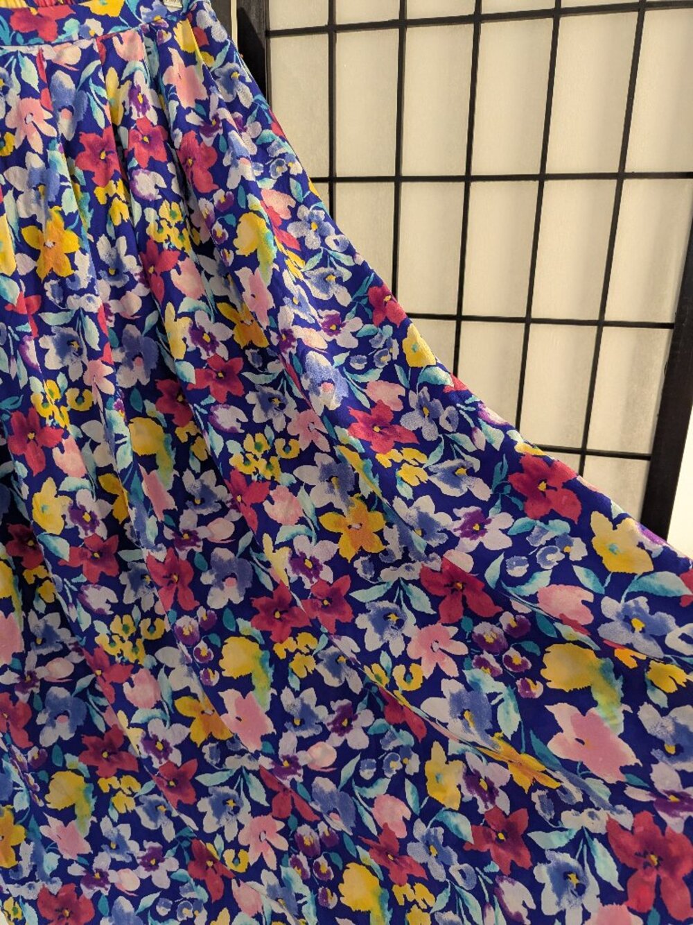100% Silk Vintage Maggie London Floral Midi Skirt | Gorgeous Watercolour Print